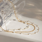 18K STAINLESS STEEL PEARL LAYER NECKLACE