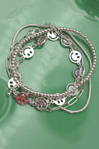 SMILEY BEAD SNAKE CHAIN 4 SET BRACELET