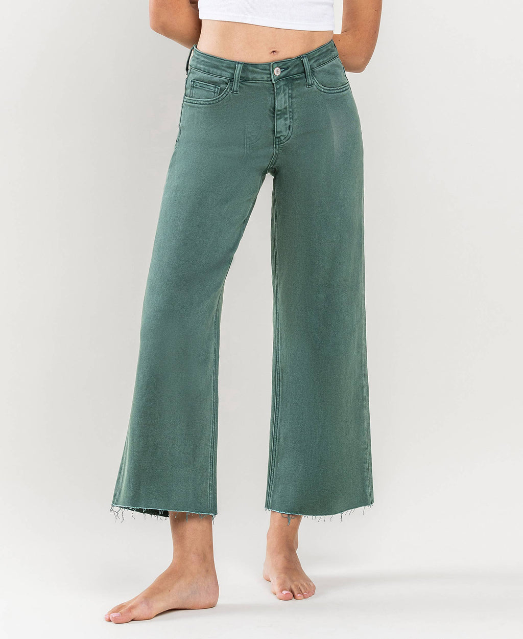 HIGH RISE CROP WIDE LEG JEANS