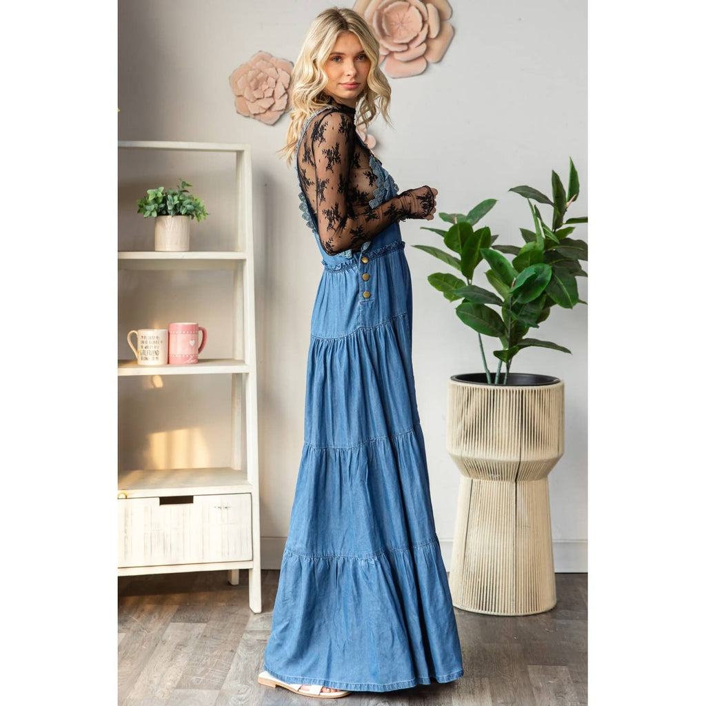 Embroidered Strap Flowy overall