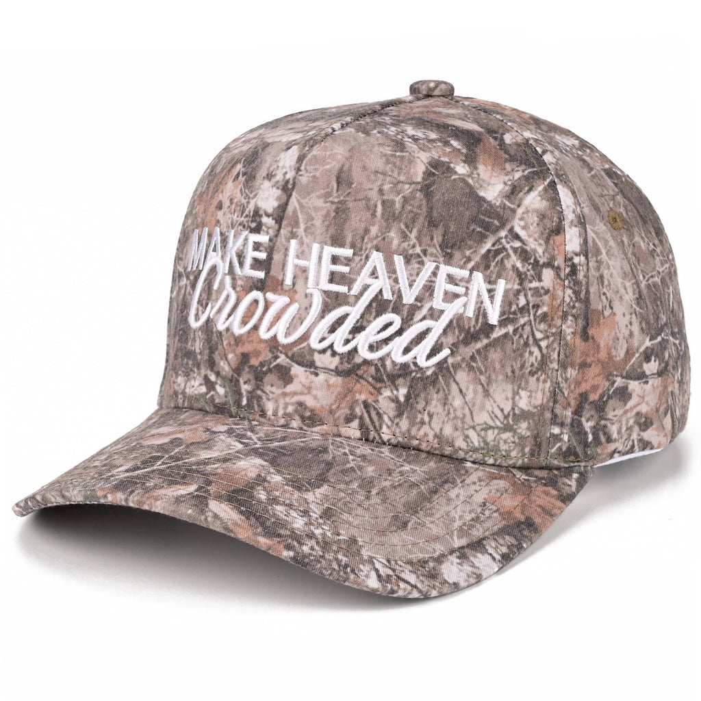 MAKE HEAVEN CROWDED Camo Embroidered Trucker Hat