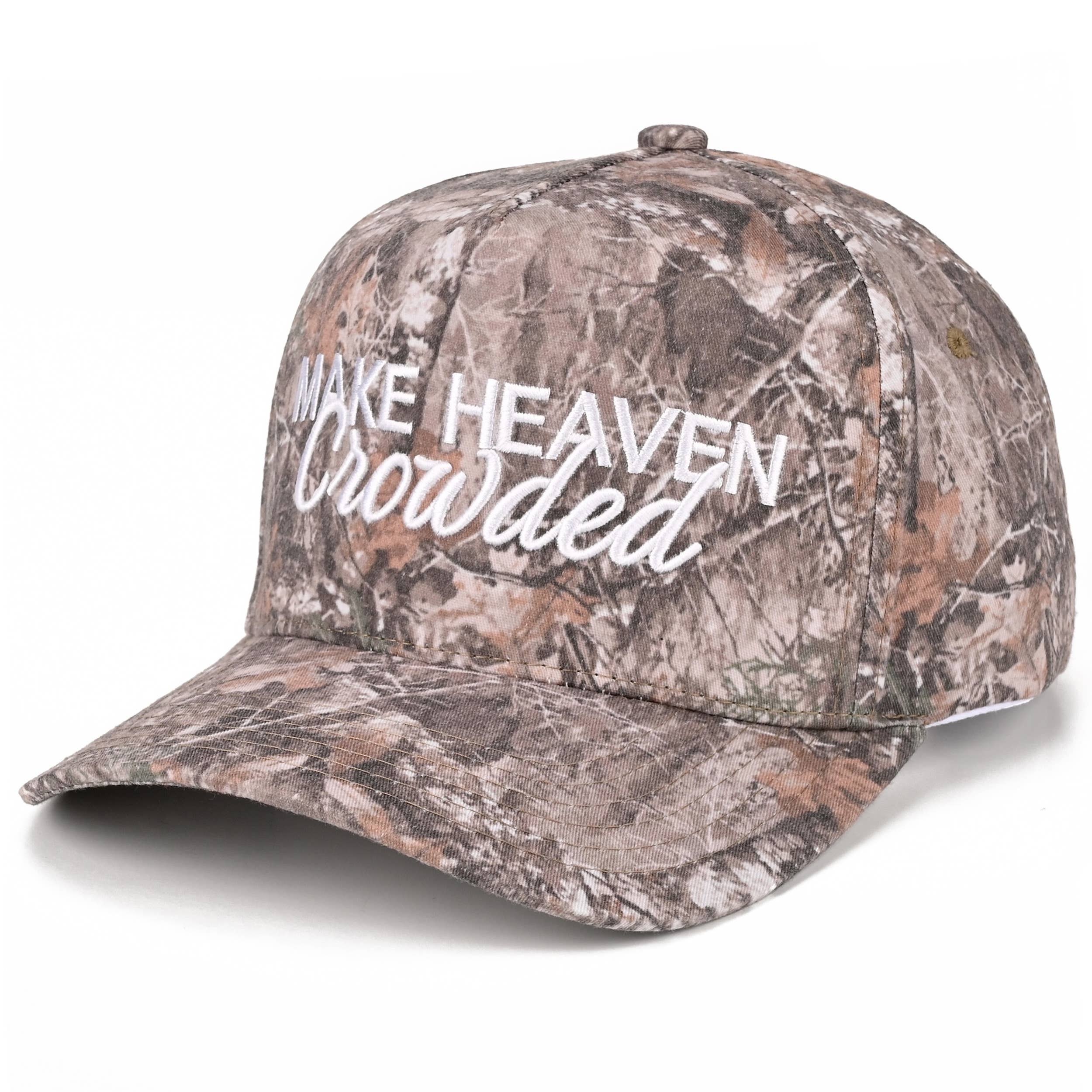 MAKE HEAVEN CROWDED Camo Embroidered Trucker Hat