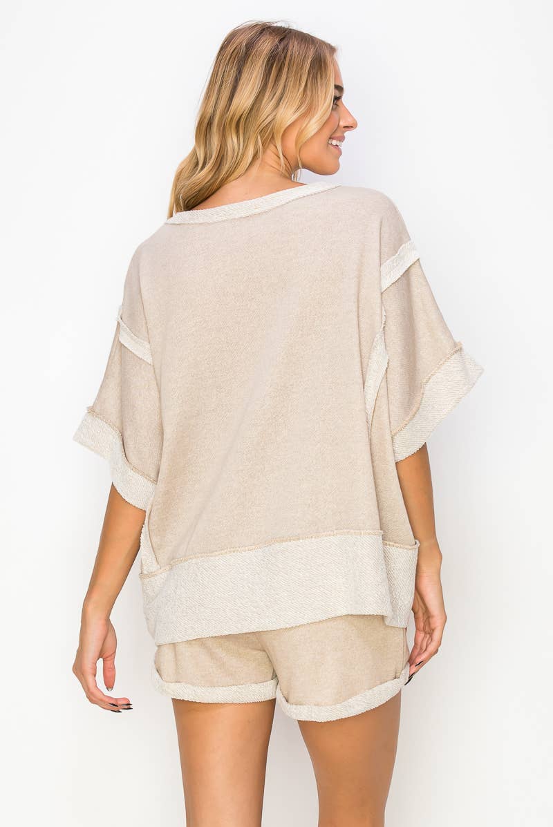 Oversize Reverse Contrast Banded Top