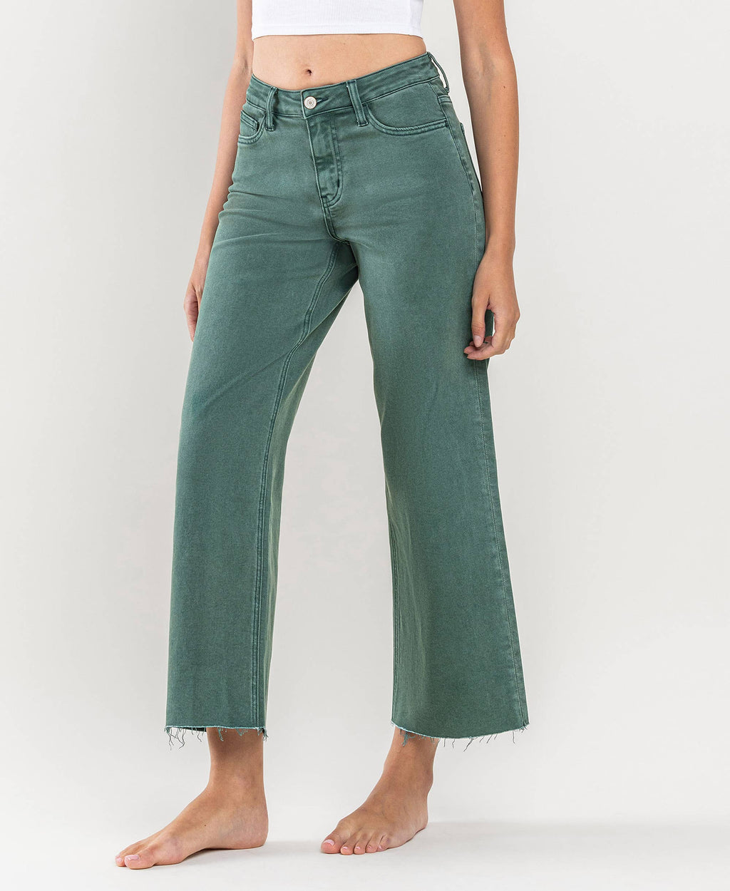 HIGH RISE CROP WIDE LEG JEANS