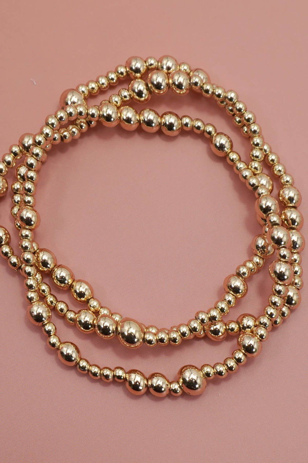 GOLD BALL BEADED BRACELET SET