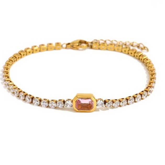18K STAINLESS STEEL TARNISH FREE GEMSTONE BRACELET