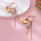 Chinoiserie Floral Charm Hoop Earrings