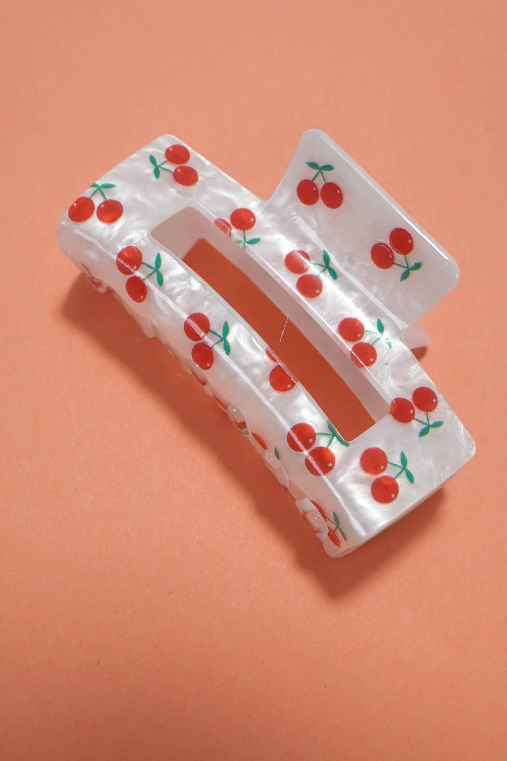 JUMBO CHERRY BOW RECTANGLE HAIR CLAW CLIPS