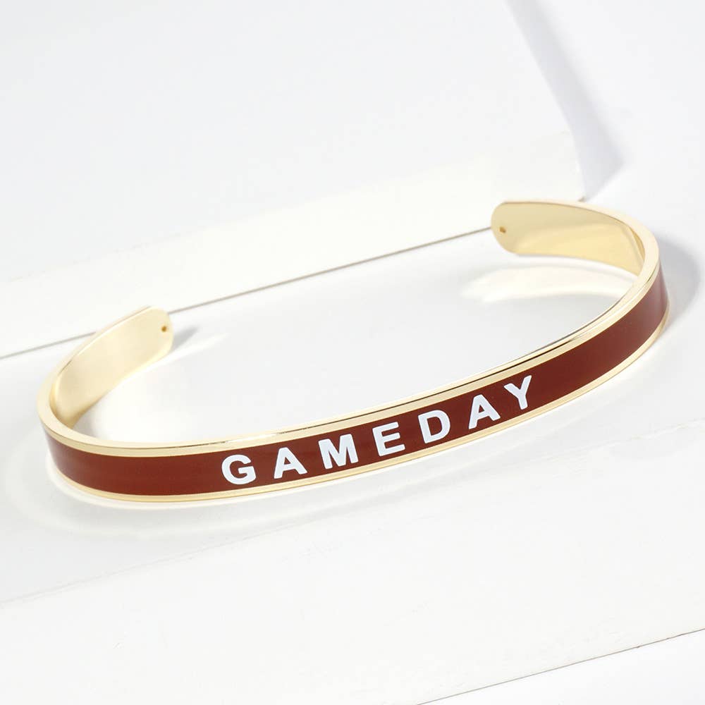 Gold Dipped GAMEDAY Message Enamel Cuff Bracelet