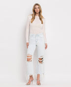 90'S VINTAGE SUPER HIGH RISE CROP FLARE JEANS