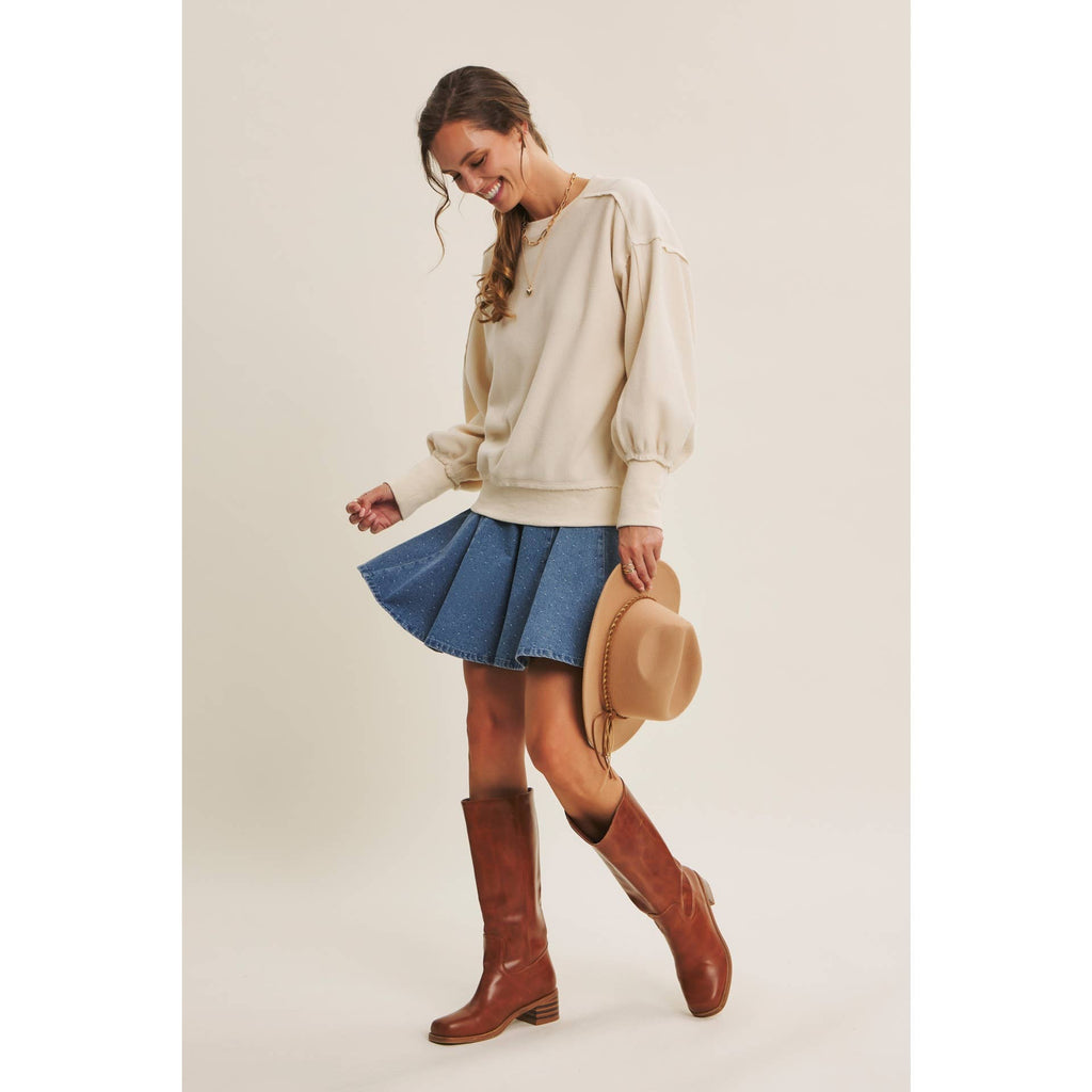 DENIM FLARE MINI SKIRT