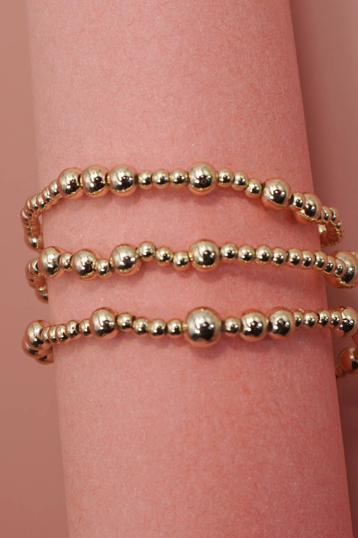 GOLD BALL BEADED BRACELET SET