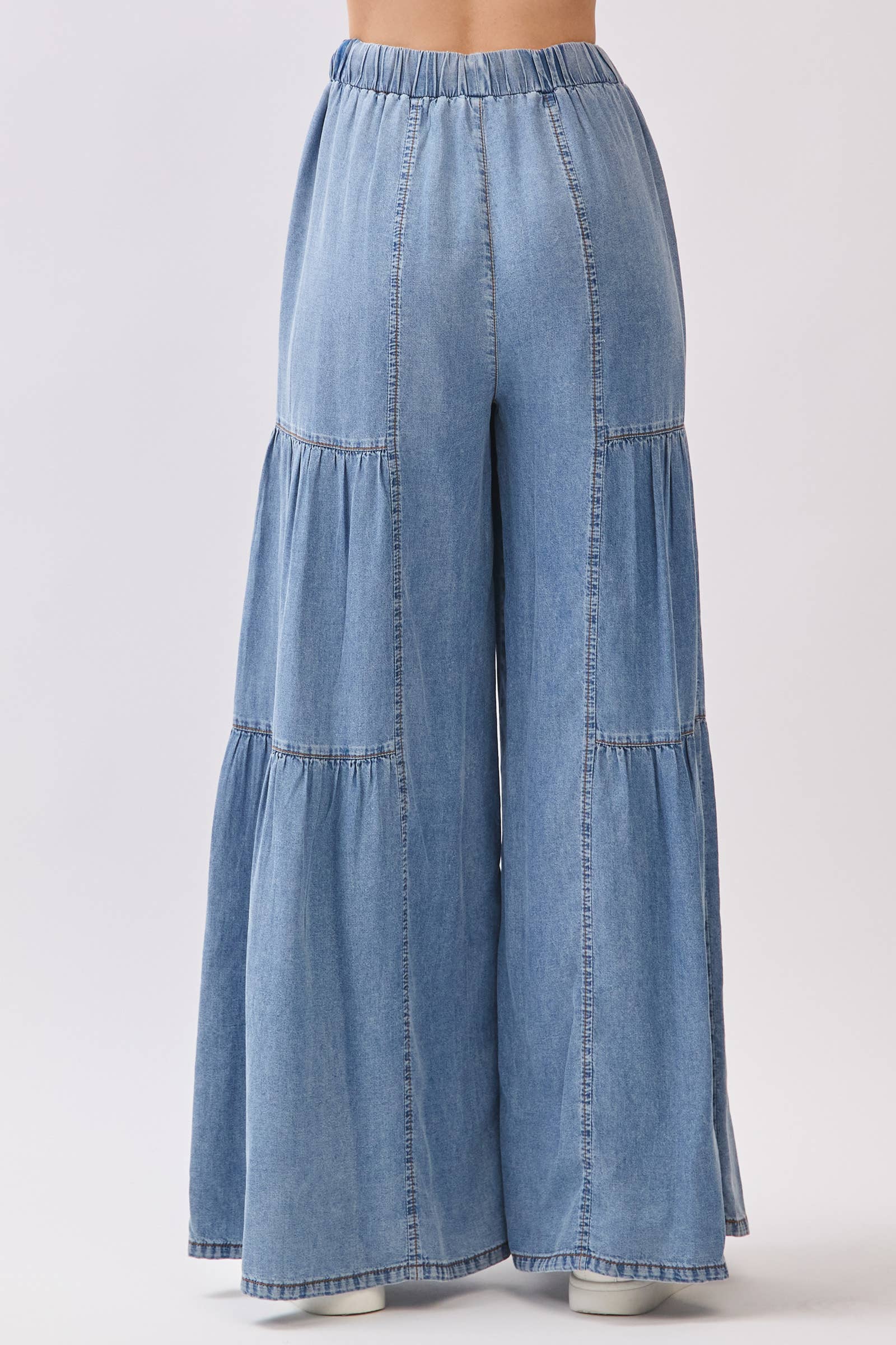 Chambray Mineral Washed Wide Leg Pants