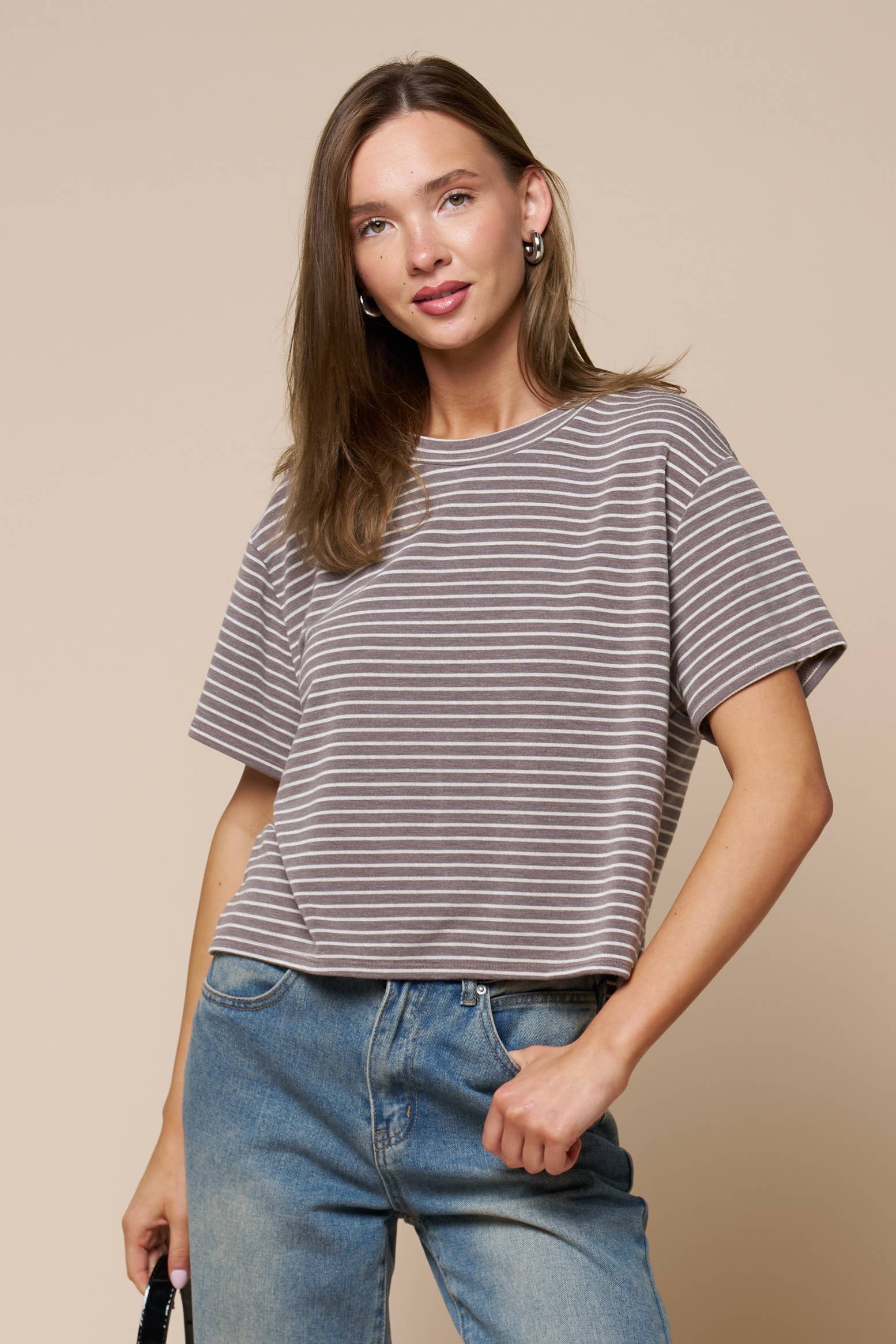 Boxy Stripe Short Sleeve Tee