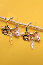 CERAMIC PORCELAIN BOW FLOWER CHARM DROP HOOP