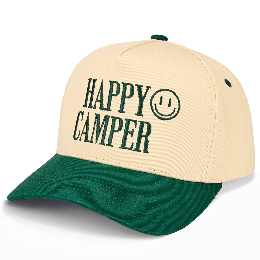 HAPPY CAMPER Embroidered Two Tone Trucker Hat