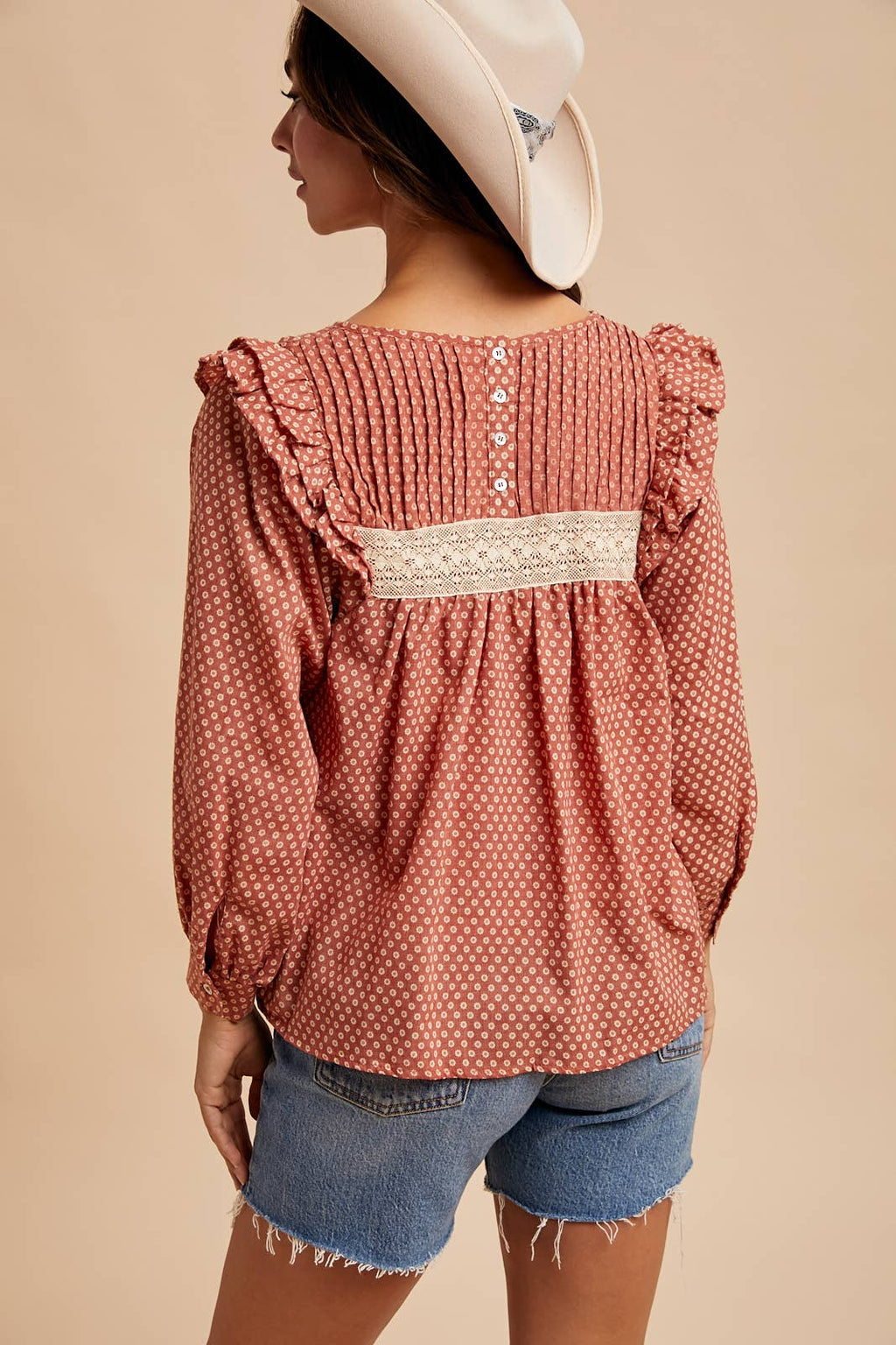 PINTUCK SMOCKED BLOUSE