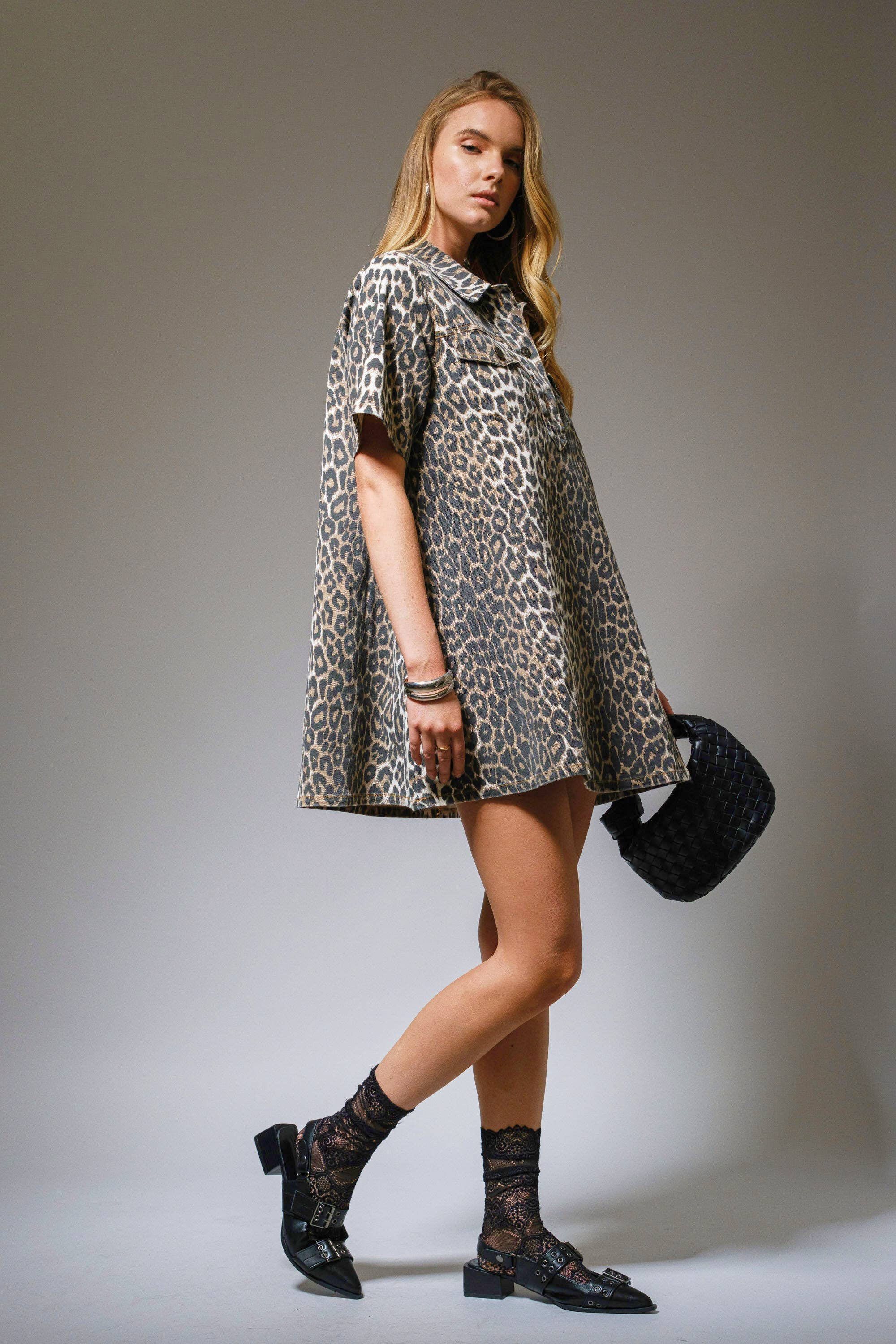 Leopard Wild Side Denim Dress