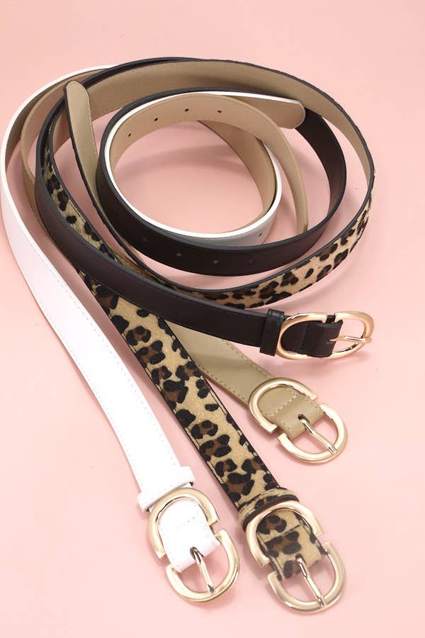 DOUBLE D BUCKLE FAUX LEATHER BELT