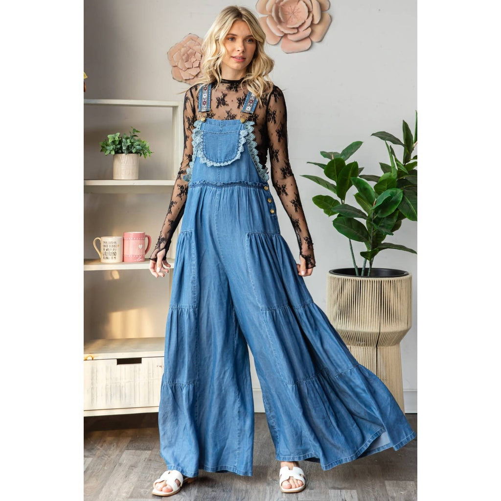 Embroidered Strap Flowy overall