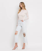 90'S VINTAGE SUPER HIGH RISE CROP FLARE JEANS