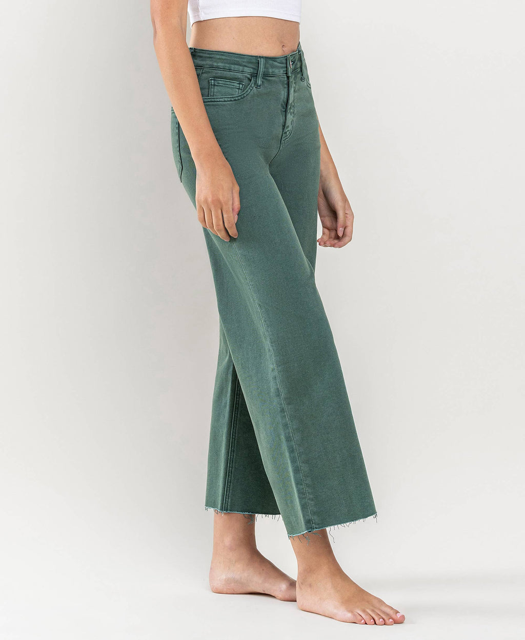 HIGH RISE CROP WIDE LEG JEANS