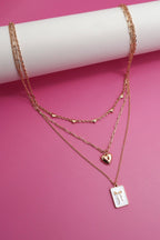 SQUARE BOW EPOXY CHARM LAYERED NECKLACE