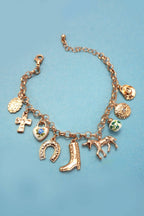 CHARM BRACELET - WESTERN BOOT CROSS PORCELAIN