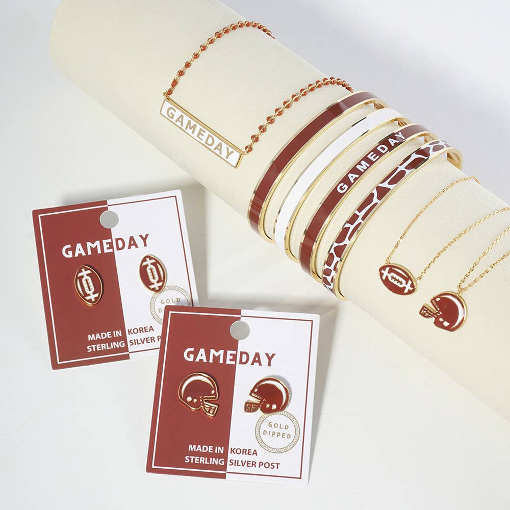 Gold Dipped Gameday Enamel Football Pendant Necklace