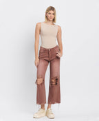 90'S VINTAGE SUPER HIGH RISE CROP FLARE JEANS