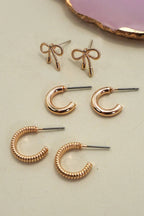 BOW HOOP TRIO EARRINGS