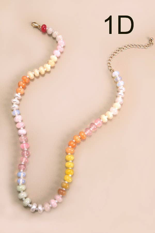 NATURAL AGATE GLASS SEMI PRECIOUS BEAD NECKLACE | 80N896