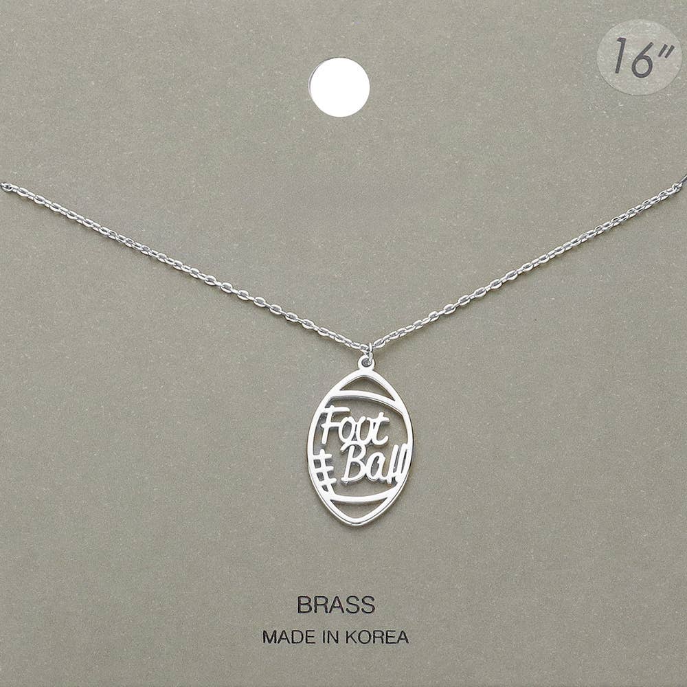 Brass Metal Football Pendant Necklace