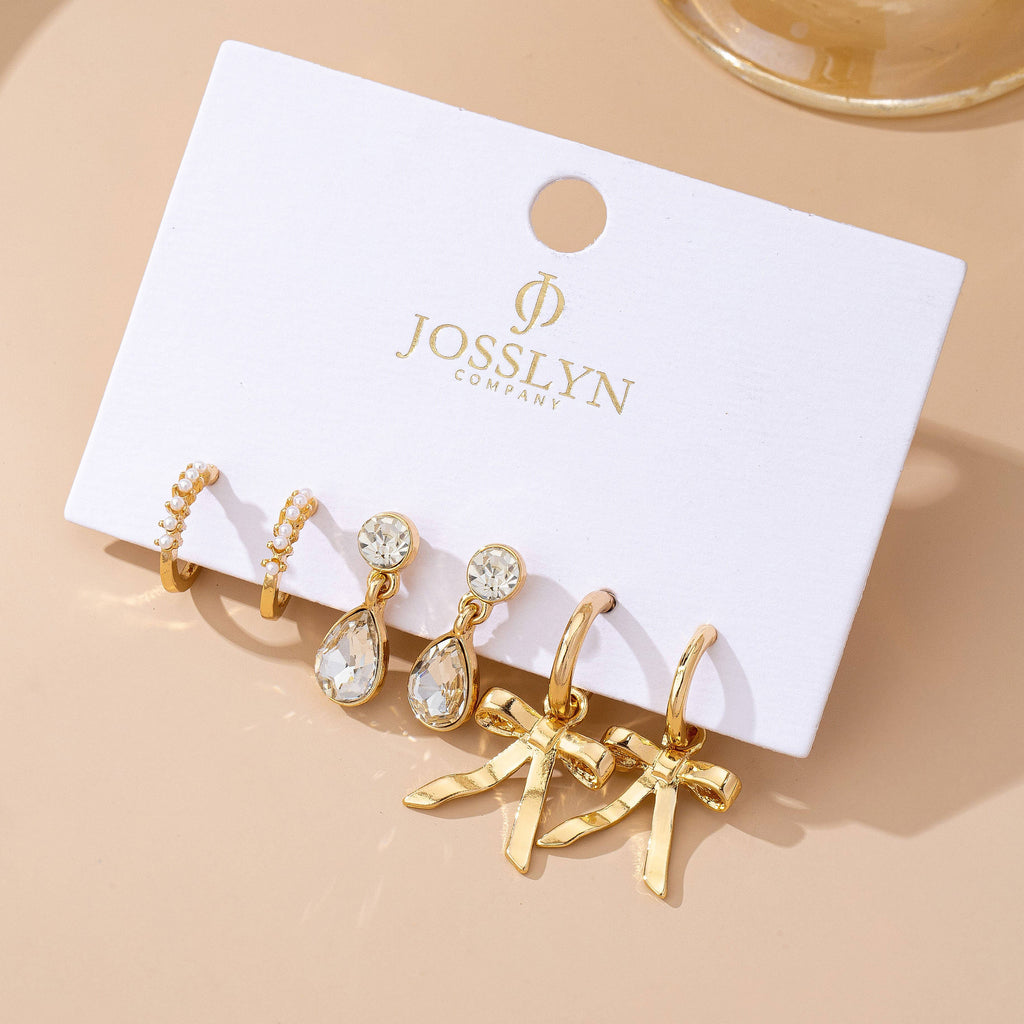 Pearl Crystal Earring Set