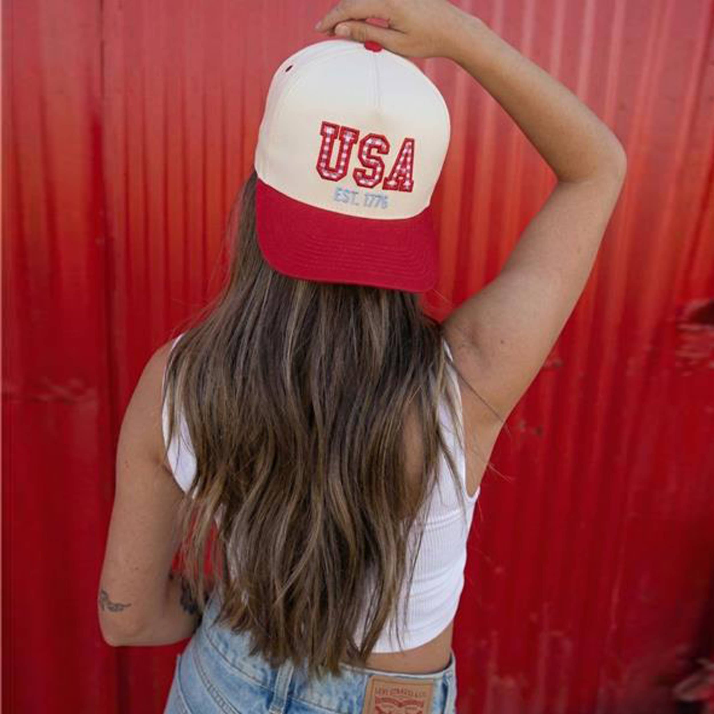 Gingham USA EST 1776 Two Tone Trucker Hat