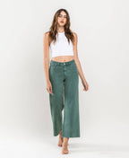 HIGH RISE CROP WIDE LEG JEANS