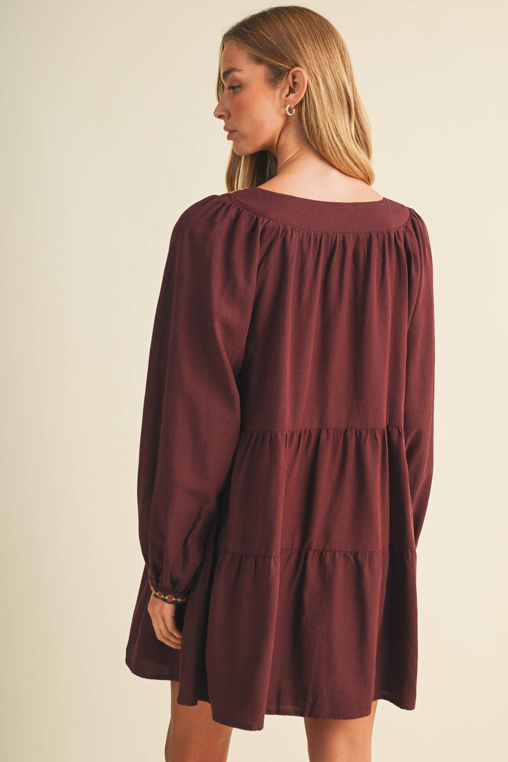Autumn Harvest Square-Neck Embroidered Dress