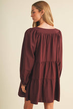Autumn Harvest Square-Neck Embroidered Dress