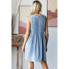 Pleated Denim Dress