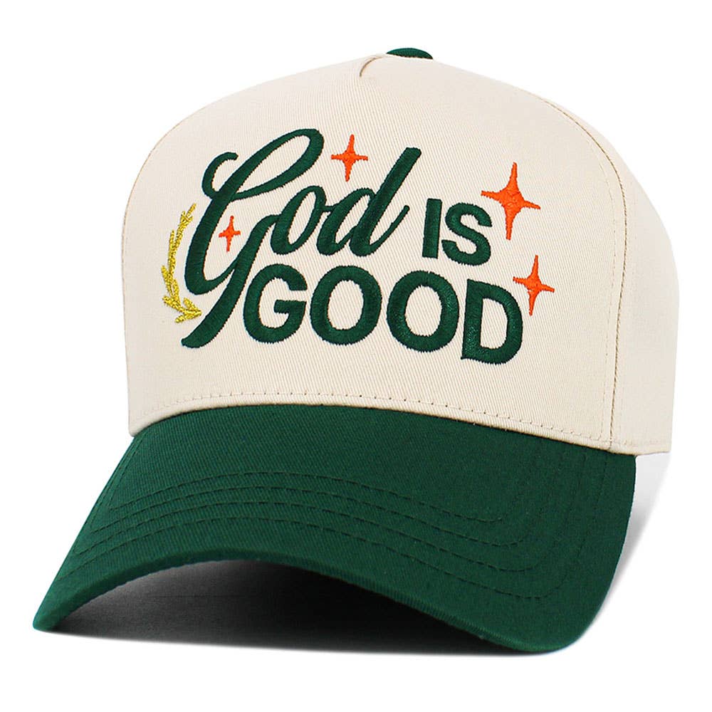 GOD IS GOOD Message Embroidered Baseball Cap