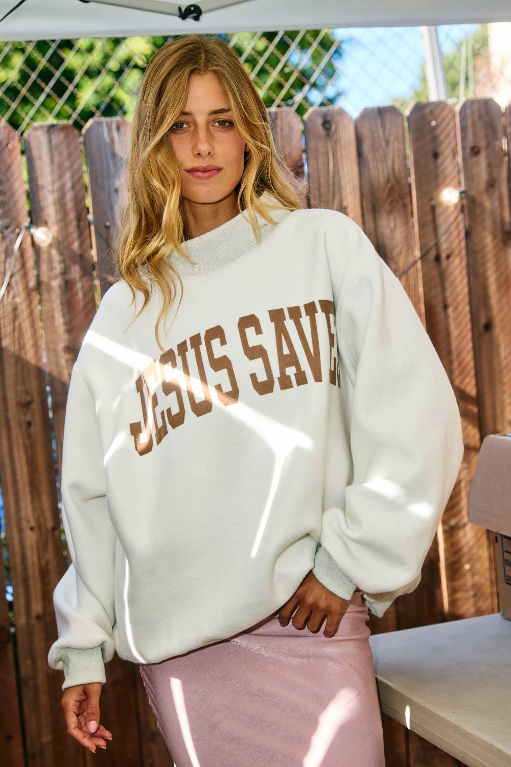 JESUS SAVES Reversible Mock Neck