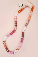 NATURAL AGATE GLASS SEMI PRECIOUS BEAD NECKLACE | 80N896
