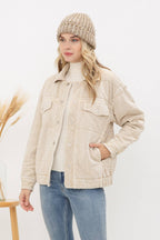 Stone Washed Quilted Pocket Front Jacket